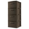 4 Drawer Weave Tower Plastic, Espresso