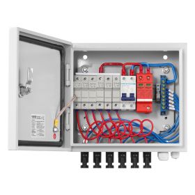 VEVOR Solar PV Combiner Box 6 String 15A for Solar Panel System Steel Case IP65