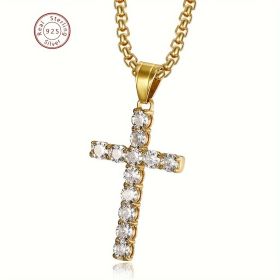 1pcs cross necklace 925 silver moissanite