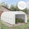 Outsunny 20' x 10' x 7' Greenhouse Replacement Walk-in PE Hot House Cover with 12 Windows Roll-Up & Zipper Door, White