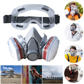 7in1 Half Face Gas Mask Facepiece Chemical Spray Painting Safety 6200 Spray Respirator + Filter