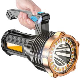 LED Torch USB Rechargeable COB Flashlight Spotlight Camping Light Most Powerful 99000000LM (Color: Black)
