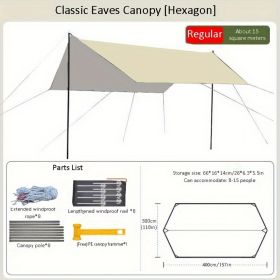 Ordinary 3 Multiply 4m RV Outdoor Tent Shade Portable Camping Sunscreen Rainproof Vinyl Canopy (Color: khaki)