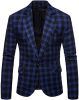 Men's Plaid Suit Jacket Casual One Button Regular Fit Blazer Classic Plaid Sport Coat Stylish Dress Coat
