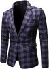 Men's Plaid Suit Jacket Casual One Button Regular Fit Blazer Classic Plaid Sport Coat Stylish Dress Coat