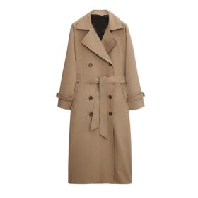 DiYiG WOMAN 2021 autumn new women's clothing retro casual loose double-breasted fashion overknee trench coat (size: S)