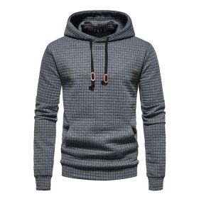 Mens Hoodies Pullover Long Sleeve Knit Hooded Sweatshirt (Color: dark grey, size: 2XL)