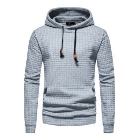 Mens Hoodies Pullover Long Sleeve Knit Hooded Sweatshirt (Color: light grey, size: S)