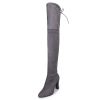 Women's Stretch Suede Chunky Over Knee Boots Over Knee High Chunky Heel Boots Long Stretch Sexy Fall Boots