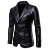 Leather Blazer For Men, PU Lambskin Casual Men's Leather Jacket Coats