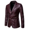 Leather Blazer For Men, PU Lambskin Casual Men's Leather Jacket Coats