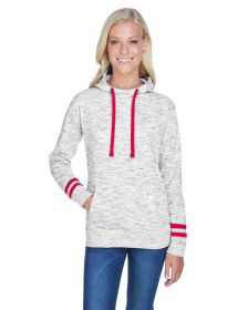 Ladies' Melange Scuba Neck Sweatshirt - WHITE/ BLACK - S (Color: WHITE/ RED, size: M)