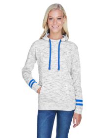 Ladies' Melange Scuba Neck Sweatshirt - WHITE/ BLACK - S (Color: WHITE/ ROYAL, size: 2XL)