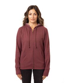 Ladies' Organic/Recycled Heathered Fleece Full-Zip Hooded Sweatshirt - CHARCOAL - S (Color: BERRY, size: 2XL)
