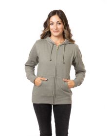 Ladies' Organic/Recycled Heathered Fleece Full-Zip Hooded Sweatshirt - CHARCOAL - S (Color: MILITARY GREEN, size: 2XL)