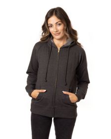 Ladies' Organic/Recycled Heathered Fleece Full-Zip Hooded Sweatshirt - CHARCOAL - S (Color: CHARCOAL, size: S)
