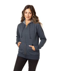 Ladies' Organic/Recycled Heathered Fleece Full-Zip Hooded Sweatshirt - CHARCOAL - S (Color: WATER, size: 2XL)