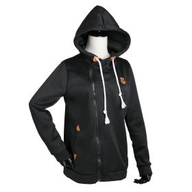 Women's Full Zip-up Brushed Inner Hoodie Sweatshirt (size: XXL)