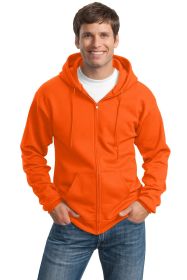 Port & Company Tall Essential Fleece Full-Zip Hooded Sweatshirt PC90ZHT (Color: Safety Orange, size: XLT)