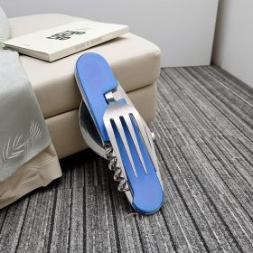 "Ultimate Survival Spork – Multi-Tool with Can Opener & Corkscrew" (Color: Blue)