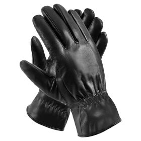 Unisex Leather Winter Warm Gloves Outdoor Windproof Soft Gloves Cycling Skiing Running Cold Winter Gloves (Color: Black, size: large)