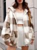 Plaid Hooded Teddy Coat, Elegant Zip Up Long Sleeve Winter Warm Outerwear, Women's Clothing