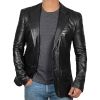Leather Blazer For Men, PU Lambskin Casual Men's Leather Jacket Coats