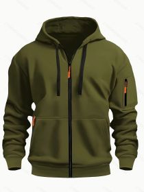 Zipper Hooded Sweatshirt Men's Sports Casual Cardigan Coat (Option: Army Green-XL)